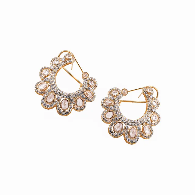 Polki Zircon Hoops by Jewels by RF, view 2