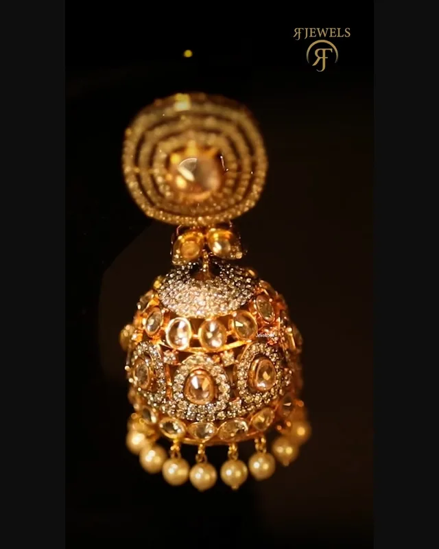 Silver Polki Jhumkas by RF Jewels