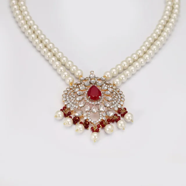 Raj Polki Ruby Pendant by Jewels by RF