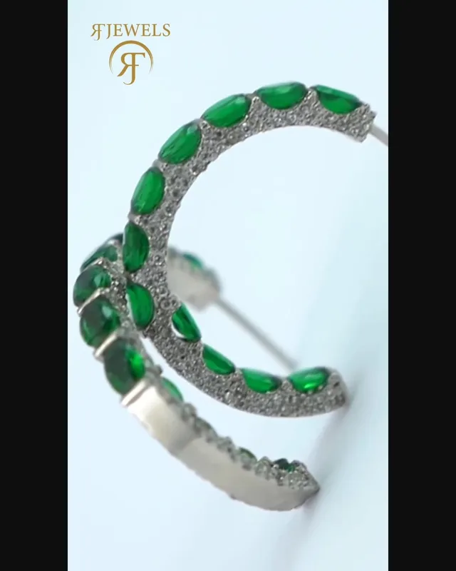 Emerald Half Hoops by RF Jewels, view 3