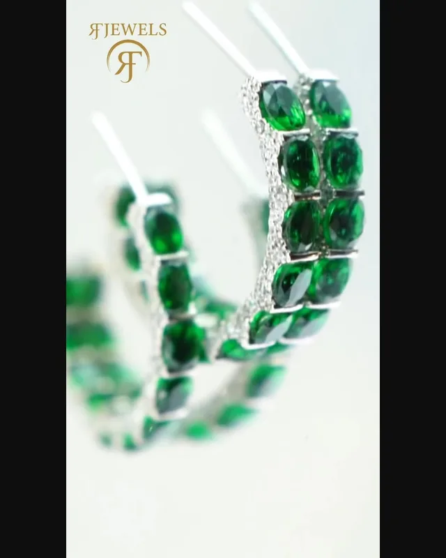 Emerald Half Hoops by RF Jewels, view 2