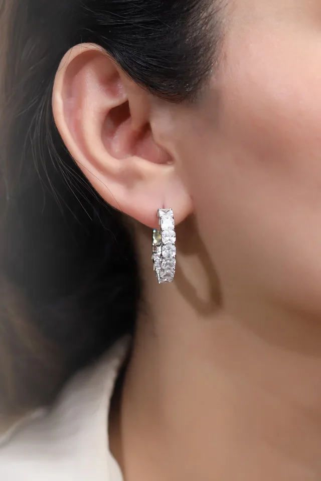 Baguette Hoops by Jewels by RF, view 2