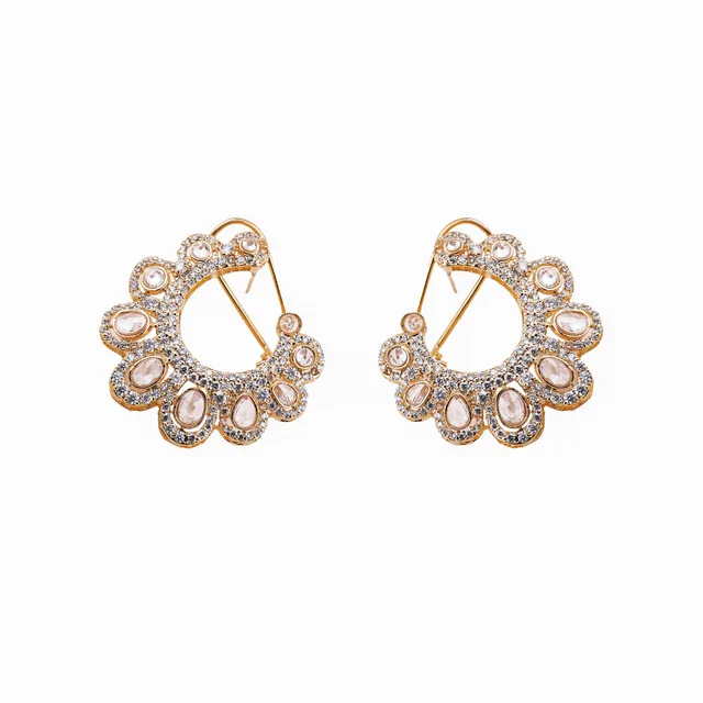 Polki Zircon Hoops by Jewels by RF, view 4