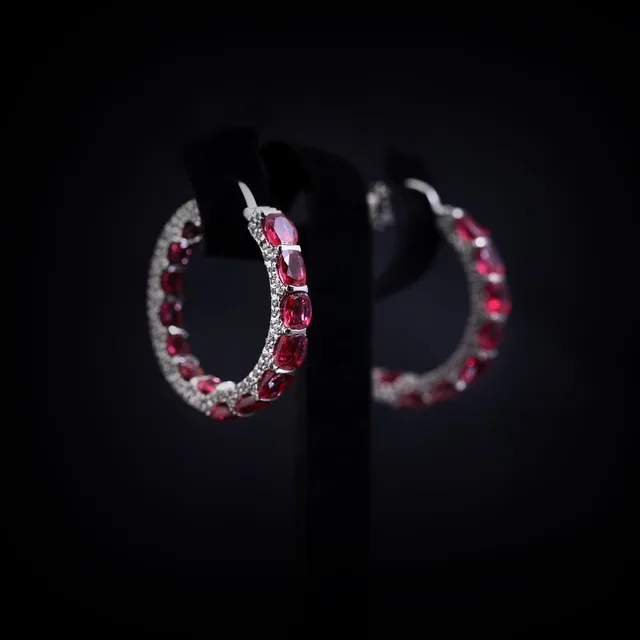 Verona Ruby Hoops by Jewels by RF